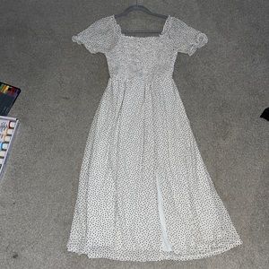 White dress with black polka dots